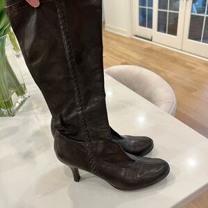 Women’s Gianni Bili Leather Boots Brown Stiletto Heels Size 10